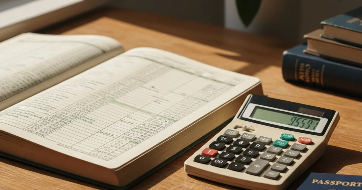 A ledger of US exit tax figures by year on a desk